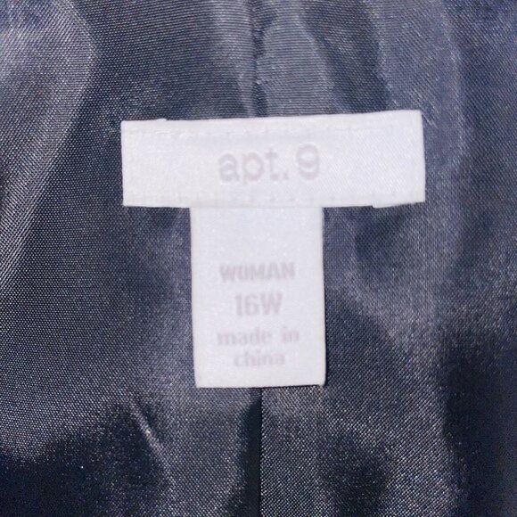 APT 9 Womens Plus 16W Jacket Black Blazer Long Sleeve Textured Waffle Weave - Picture 9 of 11